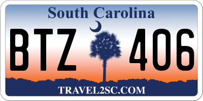 SC license plate BTZ406