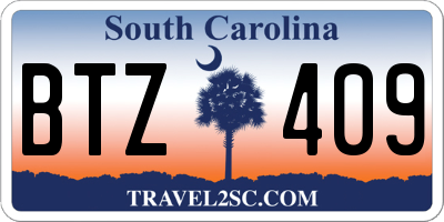 SC license plate BTZ409