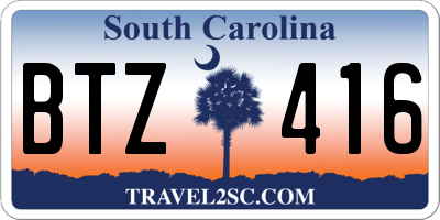 SC license plate BTZ416