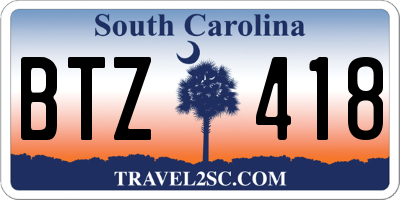 SC license plate BTZ418