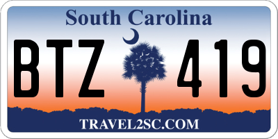SC license plate BTZ419
