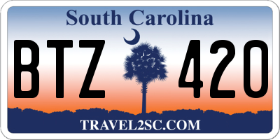 SC license plate BTZ420