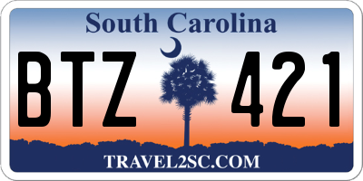SC license plate BTZ421