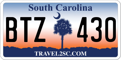 SC license plate BTZ430