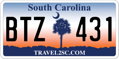 SC license plate BTZ431