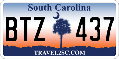 SC license plate BTZ437