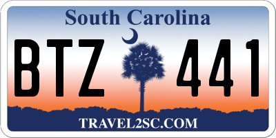 SC license plate BTZ441