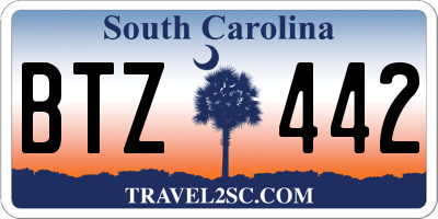 SC license plate BTZ442