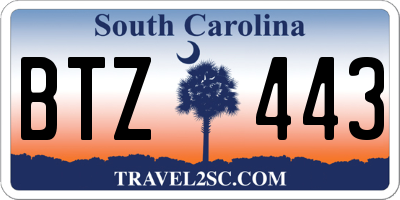 SC license plate BTZ443