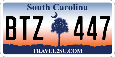 SC license plate BTZ447