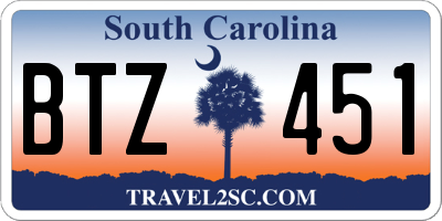 SC license plate BTZ451