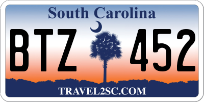 SC license plate BTZ452