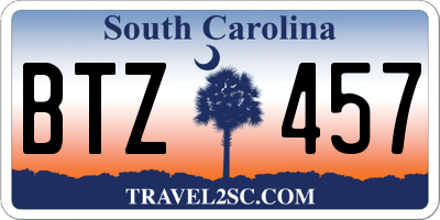 SC license plate BTZ457