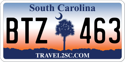 SC license plate BTZ463