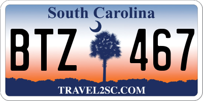 SC license plate BTZ467