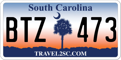 SC license plate BTZ473
