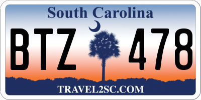 SC license plate BTZ478