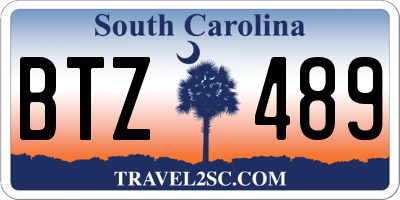 SC license plate BTZ489