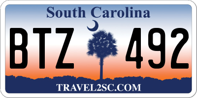 SC license plate BTZ492
