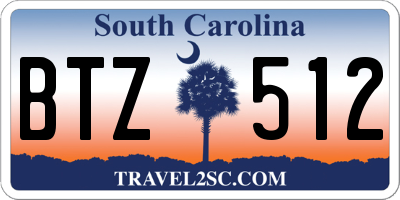 SC license plate BTZ512