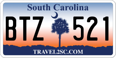 SC license plate BTZ521