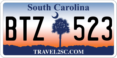 SC license plate BTZ523