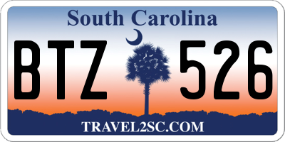 SC license plate BTZ526