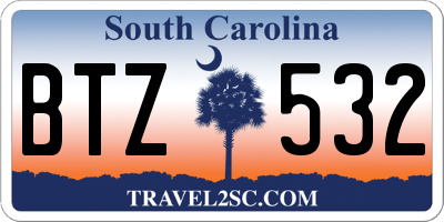 SC license plate BTZ532