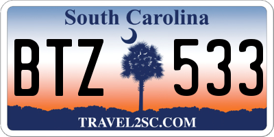 SC license plate BTZ533