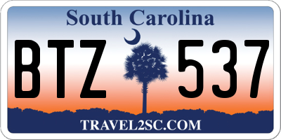 SC license plate BTZ537
