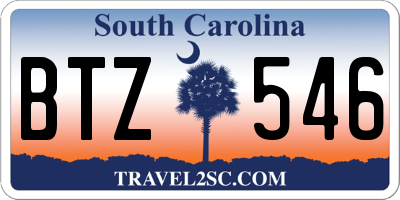 SC license plate BTZ546