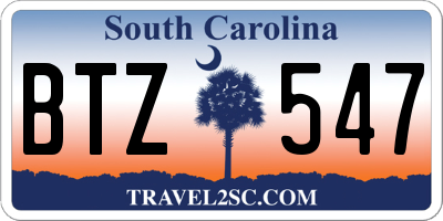 SC license plate BTZ547