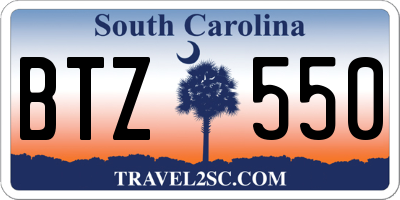 SC license plate BTZ550