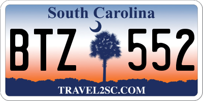 SC license plate BTZ552