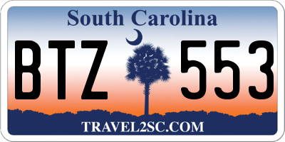 SC license plate BTZ553