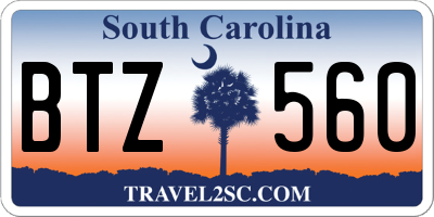 SC license plate BTZ560