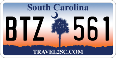 SC license plate BTZ561