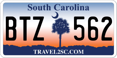 SC license plate BTZ562