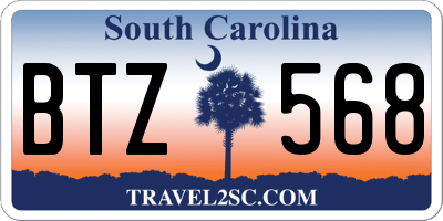 SC license plate BTZ568