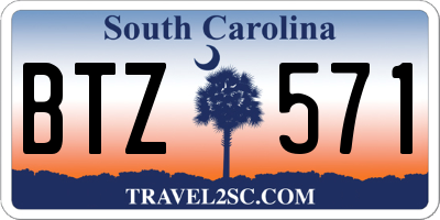 SC license plate BTZ571