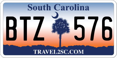 SC license plate BTZ576