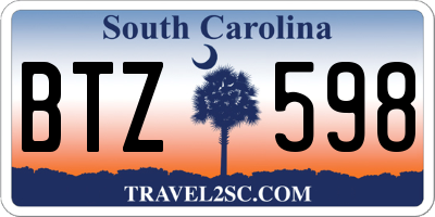 SC license plate BTZ598