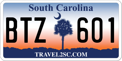 SC license plate BTZ601