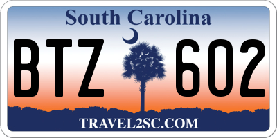 SC license plate BTZ602