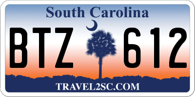 SC license plate BTZ612
