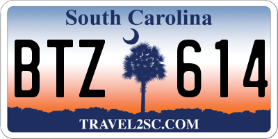 SC license plate BTZ614