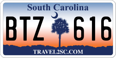 SC license plate BTZ616