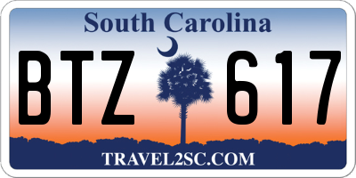 SC license plate BTZ617