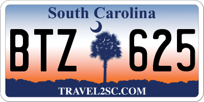 SC license plate BTZ625