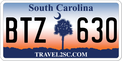 SC license plate BTZ630